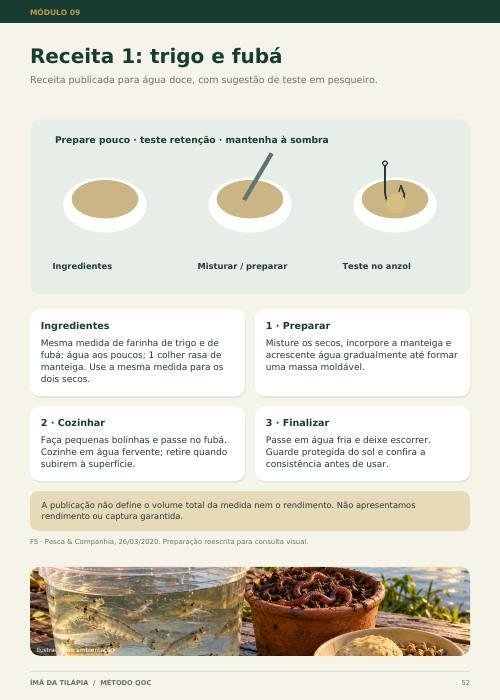 Página da receita de massa de trigo e fubá